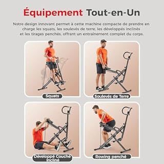 Sunny Health & Fitness Row-N-Ride Plus, entraîneur d'assistance aux Squats Robuste, Installation Facile et rameur Pliable pour la Maison, équipement d'exercice des fessiers et des Jambes- NO. 077PLUS