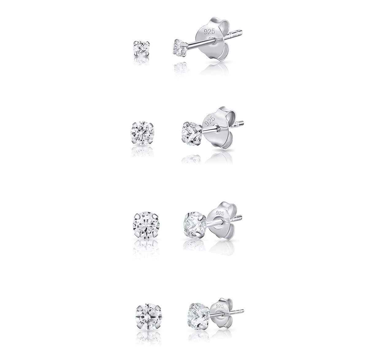 DTPsilver Pack Pendientes Mujer Plata de Ley 925 y Circonita - Aretes Mujer Oro - Pendientes Brillantes Mujer - Pendientes Hombre Diamante - Pendientes Circonita Plata - Pendientes Mujer Plata Pack