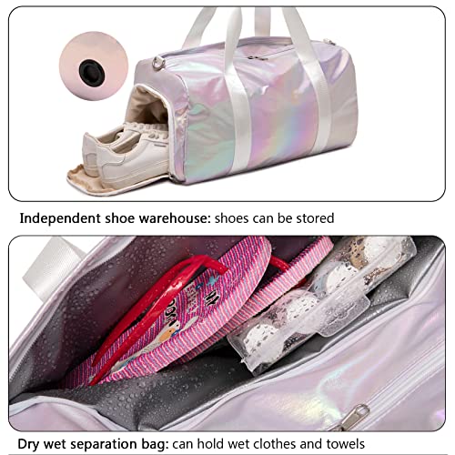 Zhierna Sports Gym Dance Bag For Women Girls, Shimmery Waterproof Duffle Travel Bag With Shoes Compartment And Wet & Dry Pocket (Green) #TOP2