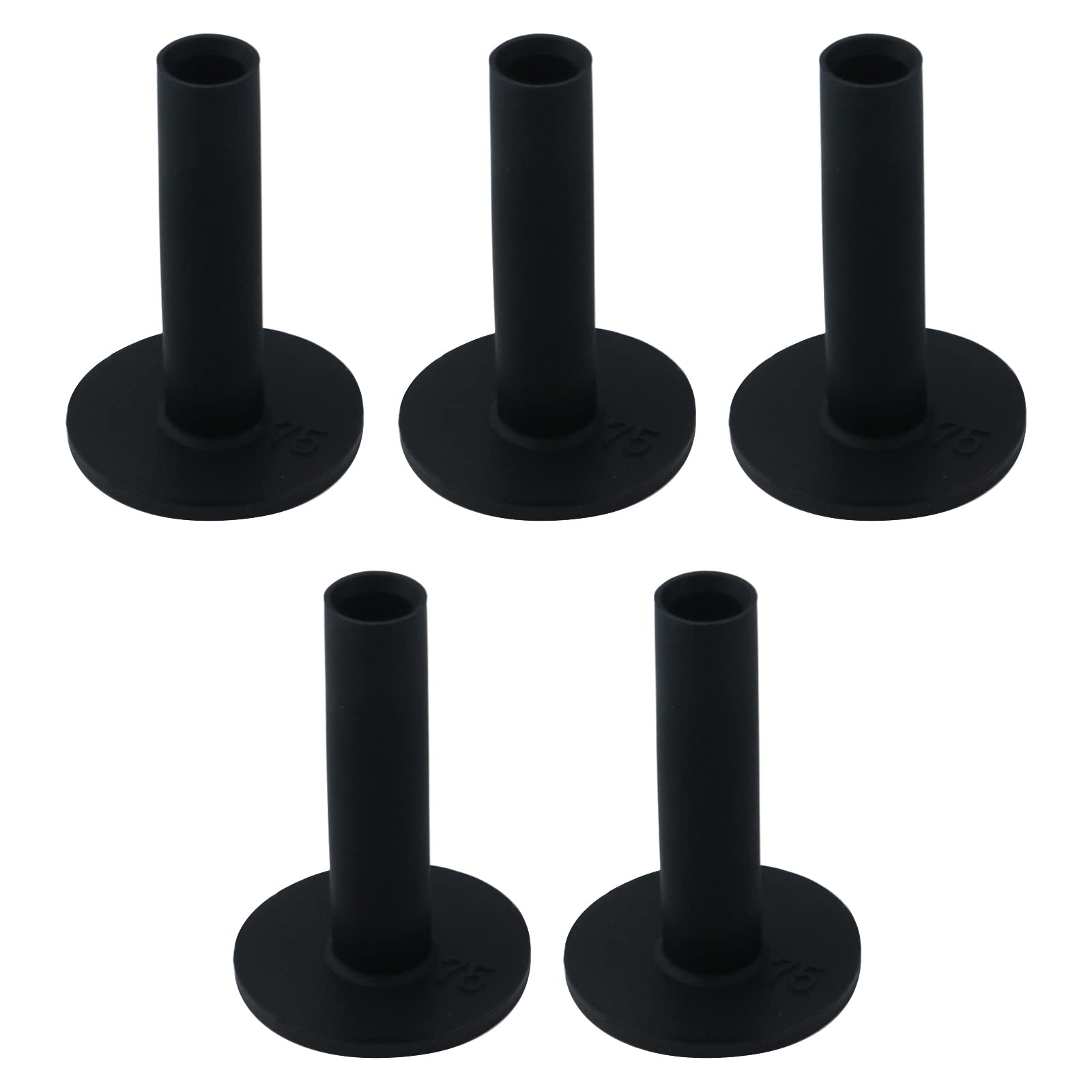 Mewutal 5PCS Rubber Golf Tees Good Elasticity Golf Ball Base Black 90 Degree Rotation Available Golf Ball Holder for Golf Game Grassland Sports (75mm/