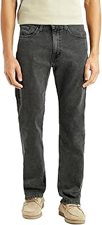 Men's Grey Straight Fit Mid Rise Jeans
