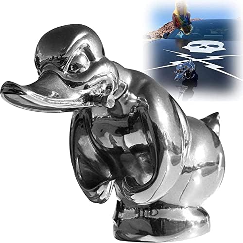 Angry Rubber Duck Hood Ornament, Self Adhesive 3D Funny Duck Hood Ornament Car Bonnet Ornament Car Decoration Accessories Bar Pub Club Wall Decor (Silver)