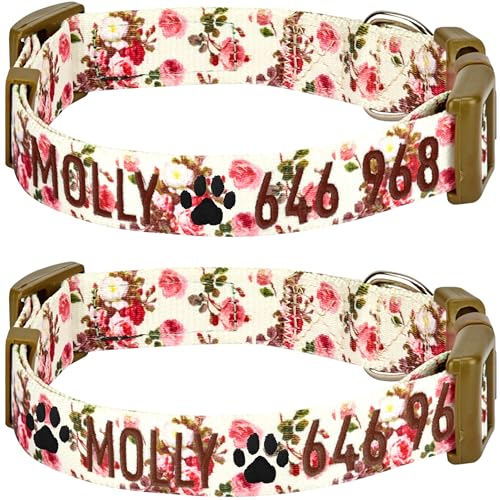 Blueberry Pet Customized Adjustable ID Dog Collar, Spring Scent Rose