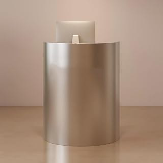 Reception Desk,Creative Reception Desk, Bar Counter, Semi-arc Small Checkout Counter, Small Bar Counter with Storage Shelves and Cable Grommet, Front Table, Salon Desk, Office Table(Silver,27.5in)