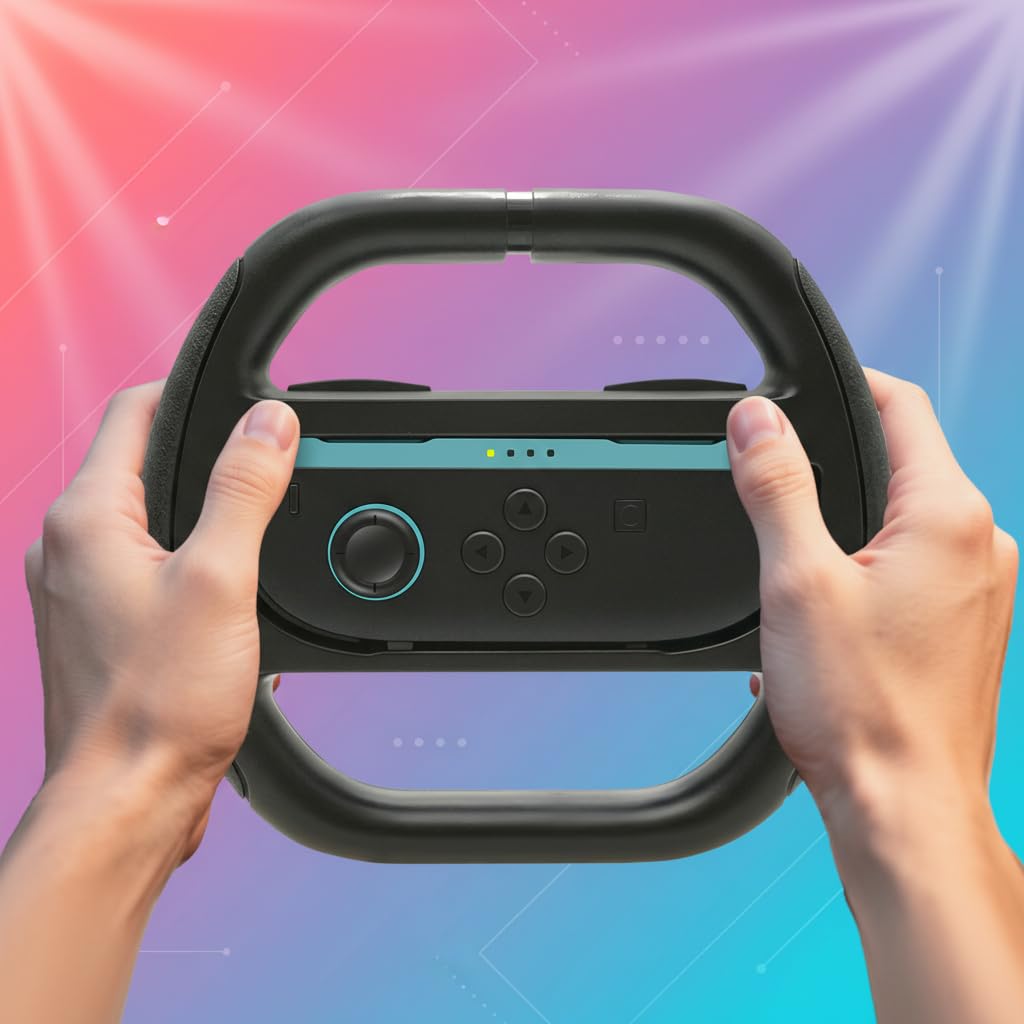 Veastar Steering wheel for Switch 2 Joycon. Racing wheel game accessory.Set of 2 black - Image 5