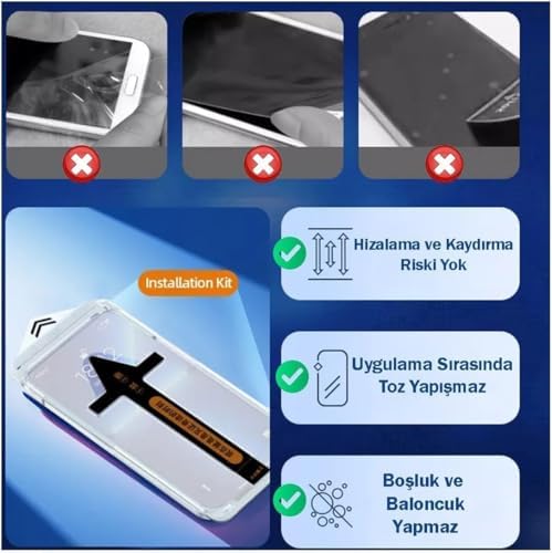teknosepetim iPhone 16/16 PRO /16 PLUS / 16 PRO MAX HAYALET Aparatlı Ekran Koruyucu Otomatik Kurulumlu Toz Engelleyici Baloncuk Bırakmaz HAYALET Ekran Koruyucu Camdır (iphone 16 Pro Max Hayalet Ekran) - Görsel 3