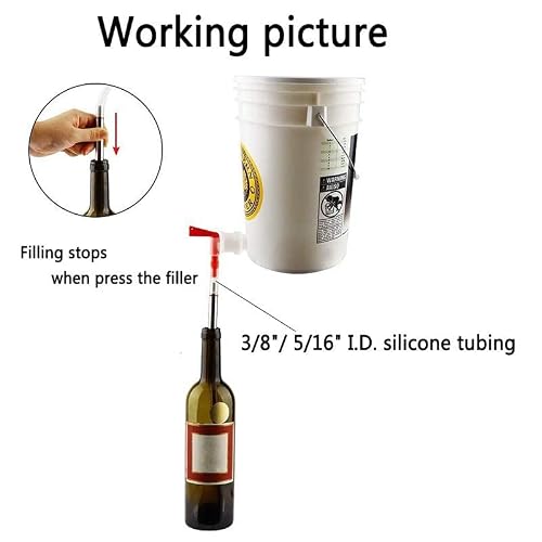 304 Stainless Steel Bottling Stick, 13.7In Stainless Steel Beer Bottling Spring Loaded Beer Bottle Filler Accessories #TOP4