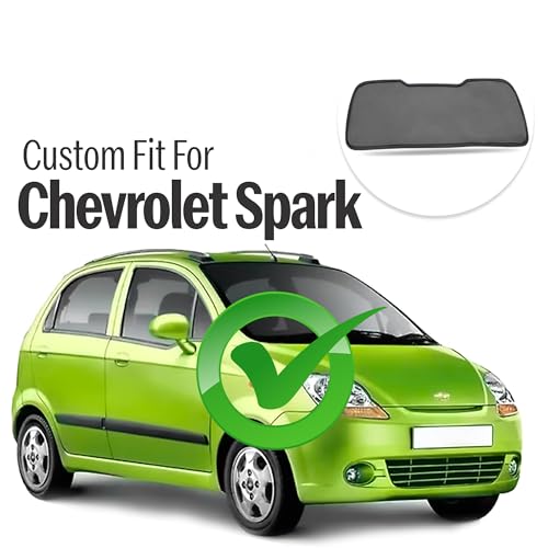Image of Autofact Dicky Curtain for Chevrolet Spark | Custom Fit Rear Windshield Sunshade | Foldable Mesh | Privacy & Cooling Car Accessory | Car Rear Sun Shade UV Block Easy Install Durable Black Mesh