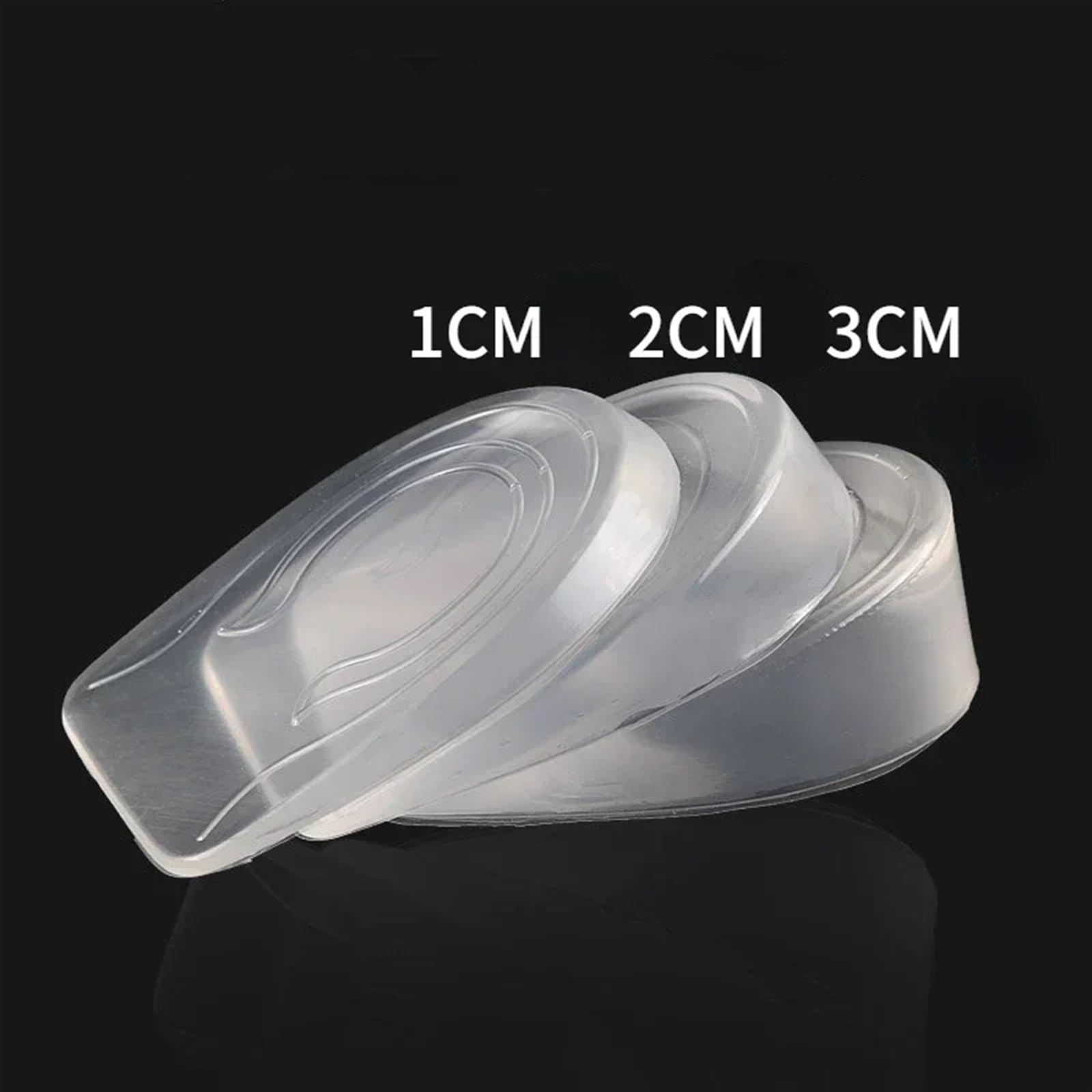 Solette per aumentare l'altezza 6 Pz/3 Paia 1-3 CM Invisibile Aumento Di Altezza Solette Inserti Sollevamento Del Tallone Silicone Trasparente(Women1cm)