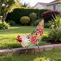 Natelf Hen Decor Metal Rooster Statue Chicken Outdoor Garden Decoration Hollow Out Design Yard Art Lawn Patio Home Sculpture