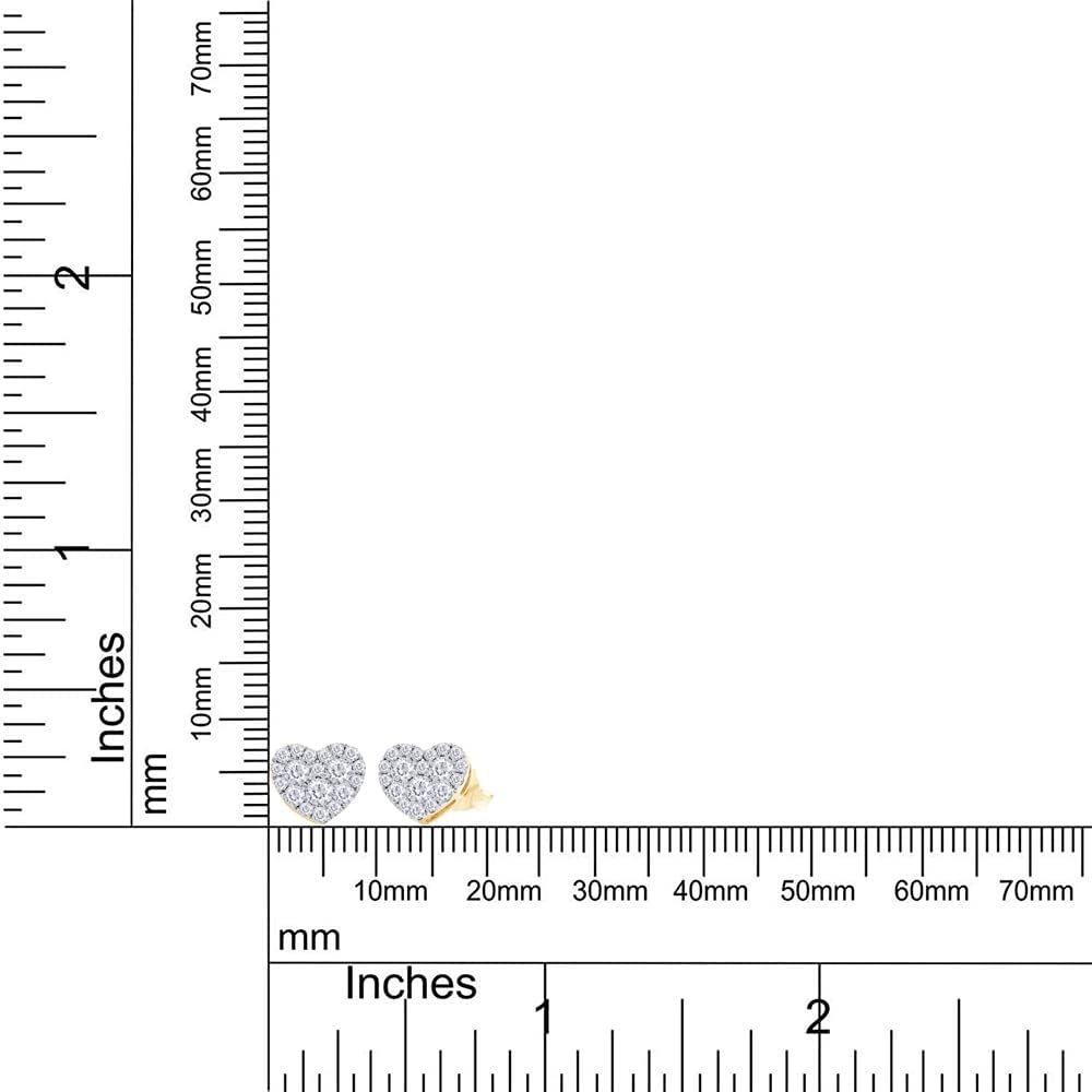 SAVEARTH DIAMONDS 1 Carat Round Cut Lab Created Moissanite Diamond Heart Shaped Cluster Stud Earrings In 14K Gold Over Sterling Silver Jewelry For Women (VVS1 Clarity, 1 Cttw) - Image 3