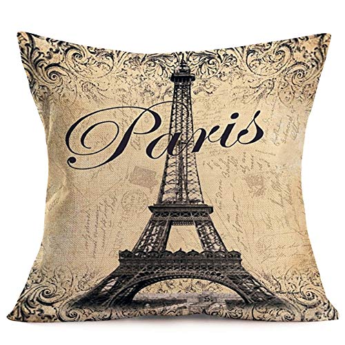 Sharej World Famous Building Cotton Linen 4 Pack Cushion Cover London Paris Pisa Rome Vintage Pattern Square Decor Pillow Shams For Home Sofa Decorative Throw Pillow Case 18" X 18" (Building) #TOP2