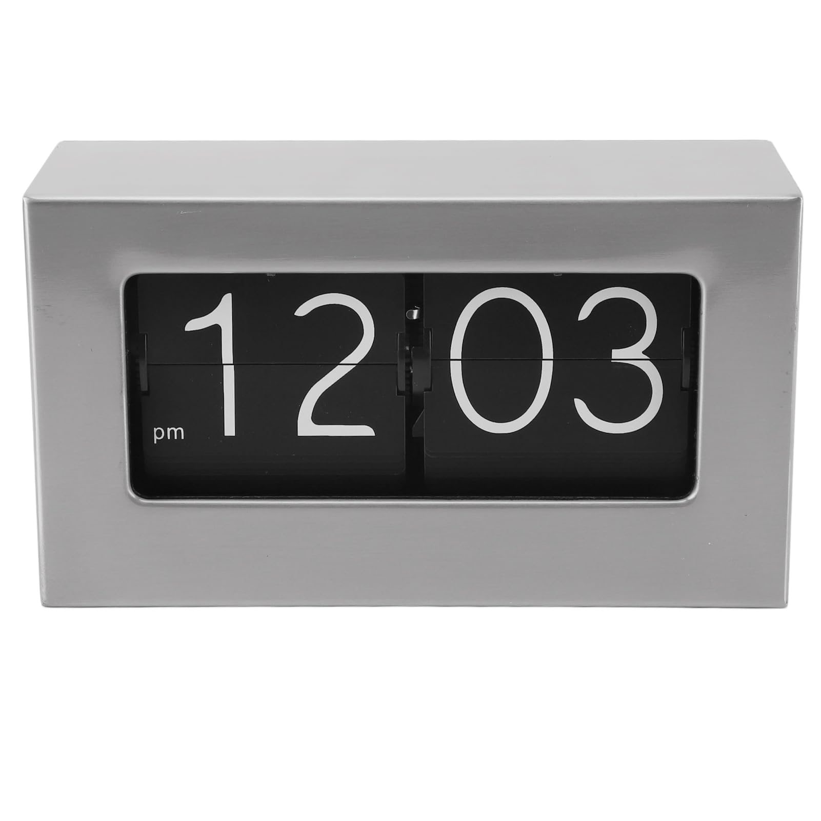 Walfront Orologio a Vibrazione Automatica Orologio Ribaltabile Digitale da Tavolo con Display Trasparente in Acciaio Inossidabile Stile retrò 12 Ore per l'ufficio del Soggiorno di Casa