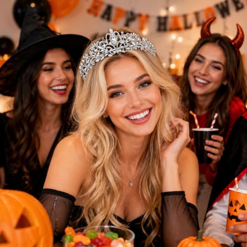 YUXIANLB Krone Prinzessin Mädchen Damen Diadem Crown Kristall Tiaras Prinzessinnenkrone Eleganter Corwn Royal Queen Brautschmuck Strass Stirnband Geschenk für Halloween Karneval und Hochzeit Tanzparty