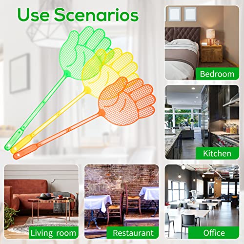 Fly Swatters Bulk Hand Shaped Multi Pack Manual Colorful Heavy Duty Plastic Long Handle 17 Inch Fly Killer For Home Indoor Outdoor (60 Pack) #TOP6