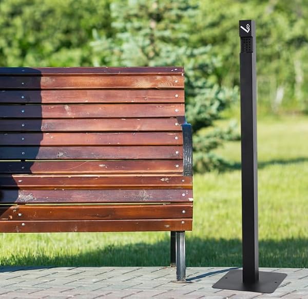 outdoor ashtray 40" Black Free Standing cigarette butt disposal outdoor for Commercial Offices, Restaurants, Bars,Convenience Stores,ashtray for outside patio (Square) by Oftest - Used condition - Image 4