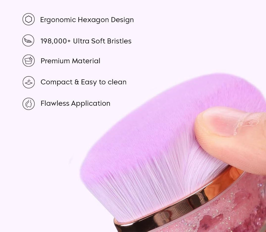 VernoCraft Foundation Makeup Brush Kabuki Hexagon Face Blush Brush For Liquid Cream And Powder Cosmetics Soft Bristles Pack Of 1 Crystal Purple