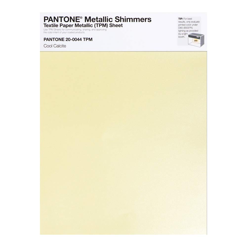 Pantone Metallic Shimmer TPM sheet in Cool Calcite color, showing its metallic finish.