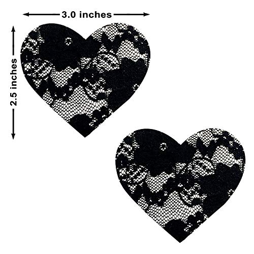 Neva Nude Vogue Black Lace I Heart U Nipztix Pasties Nipple Covers For Festivals, Raves, Parties, Lingerie And More, Medical Grade Adhesive, Waterproof And Sweatproof, Made In Usa #TOP3