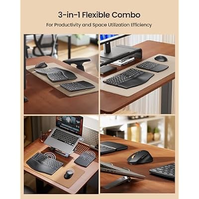 ProtoArc Ergonomic Keyboard Mouse, EKM04 2.4GHz USB Wireless Ergo Keyboard Mouse Combo with Separate Numeric Keypad, Split Design, Hard Wrist Rest, Rechargeable, for Windows Desktop/PC/Laptop