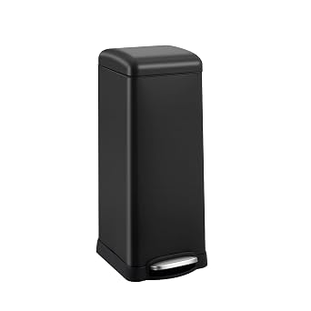 LinTimes 8 Gallon/30 L Kitchen Trash Can, Fingerprint-Proof Stainless Steel Garbage Can with Soft Close Lid, Foot Pedal, Removable Inner Bucket for Home, Office, Bedroom, Bathroom, Black