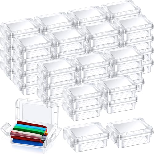 Dcocdeely 24 Pack Mini Plastic Storage Bins with Lid, 4.5"×3.1"×1.8" Clear Latch Small Storage Box Stackable Organizer Container for Crafts, Jewelry Beads, Office Supplies by Dcocdeely - Used condition - US$14.42