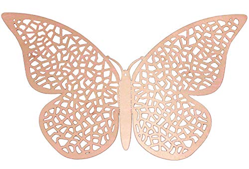JUN-H 36 Stücke 3D Schmetterling Dekorationen Schmetterling Aufkleber DIY Wandkunst Aufkleber Schlafzimmer Baby Dekor Abziehbilder Abnehmbare Dekorative Papier Wandbilder (Rose Rot)