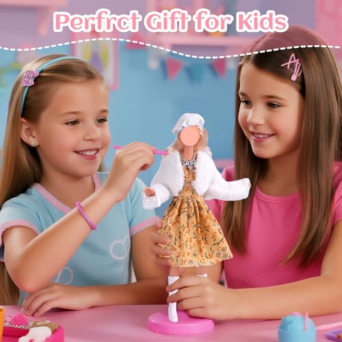 16 Pcs Doll Clothes and Accessories Compatible with Barbie, 1 Leather Coat Set 1 Fashion Dress Set 1 Pencil Skirt Set 2 Outfits 1 Sequen Dress Shoes Bag Necklace Hat In Random, Girls - Image 6