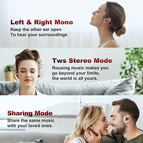 Bluetooth Earbuds Wireless Ear Buds Touch Control Wireless Earphones With Hifi Stereo Audio, Noise Reduction, Ipx7 Waterproof Headphones, Led Charging Case, Built-In Mic For Sport/Work/Travel Red #TOP7