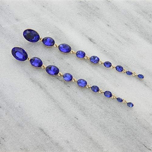 Miniatura 2 de Pendientes largos con diamantes de imitación ovalados con forma de diamante