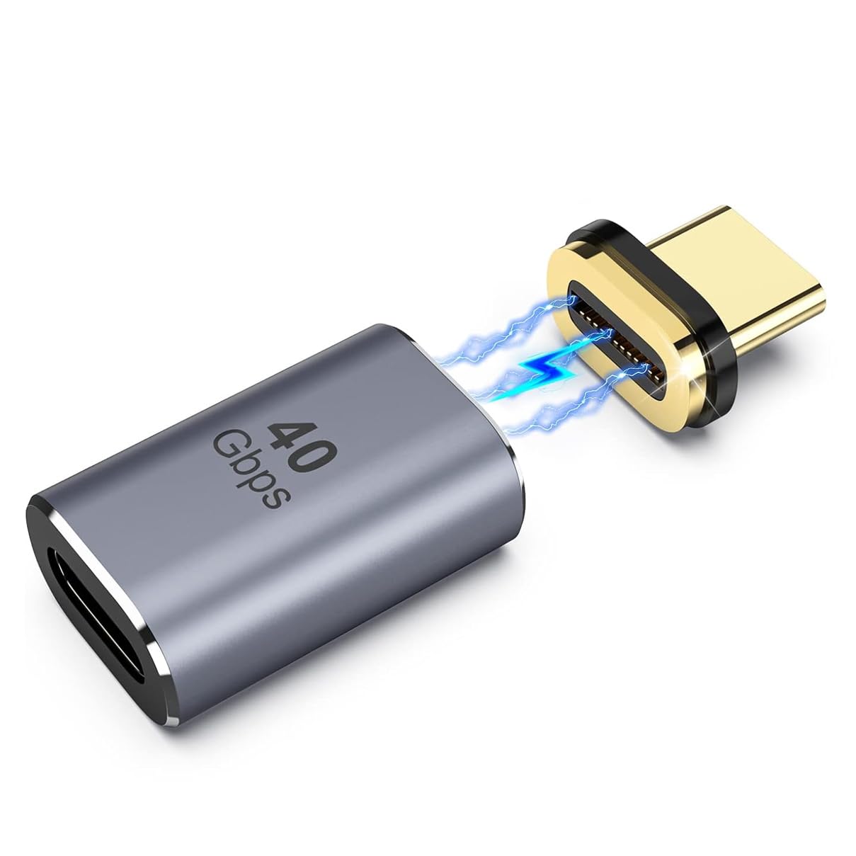 ETZIN USB C Magnetic Adapter, Magnetic USB C Adapter 24 Pins with PD 100W Fast Charge USB 4 40Gbps 8K 60Hz for Thunderbolt 3/4, Pro/Air/ROG Ally/Steam Deck/PS5 PSVR 2, Straight (EPL-1105TC, Pack-of-1)