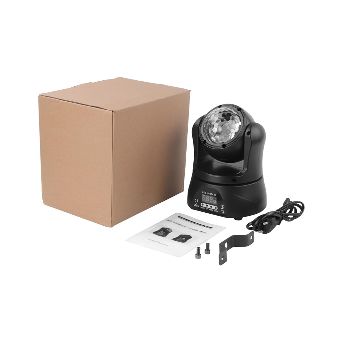 Testa Mobile per DJ, 30W RGBW a Doppia Faccia, con caleidoscopio e Controller DMX, attivata dal Suono, luci da Discoteca per Interni (1 Pezzo)