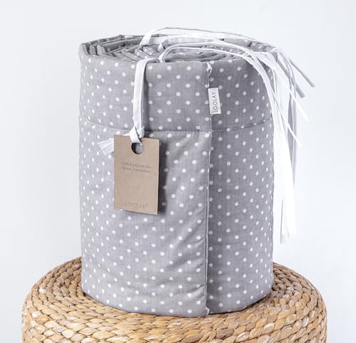 LOOLAY Mini Punkte Grau 100% Baumwolle Bettschutzgitter 420, 360, 210, 180...