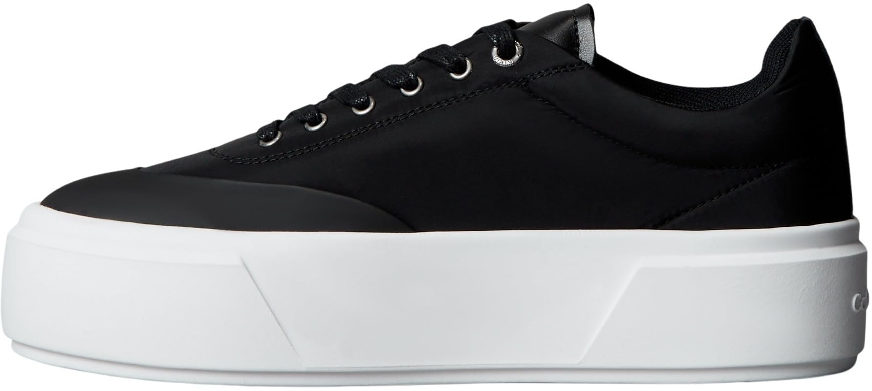 Calvin Klein Women's Flatform LACE UP NYL Mix YW0YW02013 Low Top, Black (Black/Bright White), 6.5