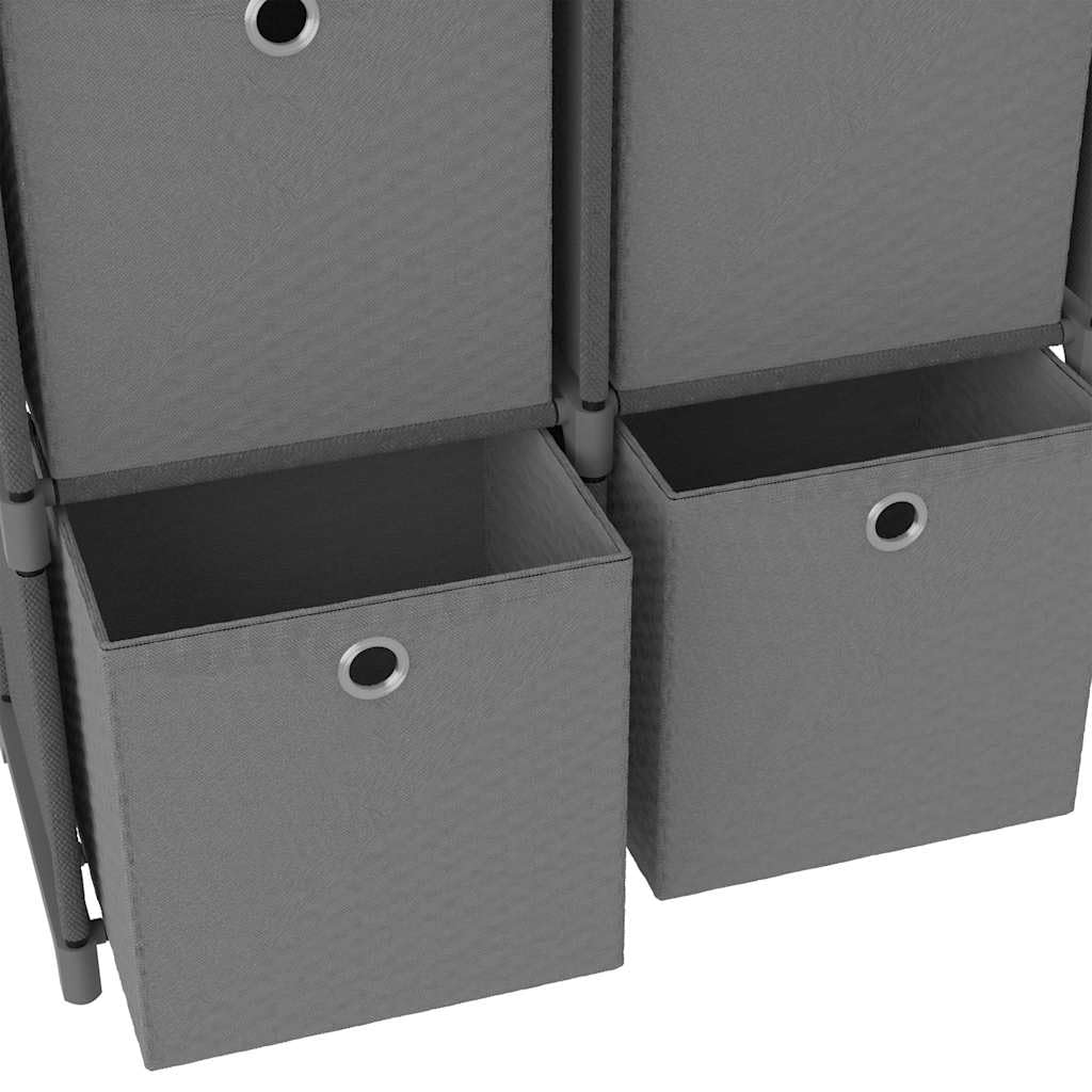 Würfelregal mit 6 Stoffboxen Standregal Grau 103x30x72,5 cm