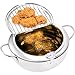 Yopay Deep Fryer Pot 304 Stainless Steel, 3.2L Frying Chicken Pot with Thermometer Control and Lid, Japanese Style Tempura Fryer Pot