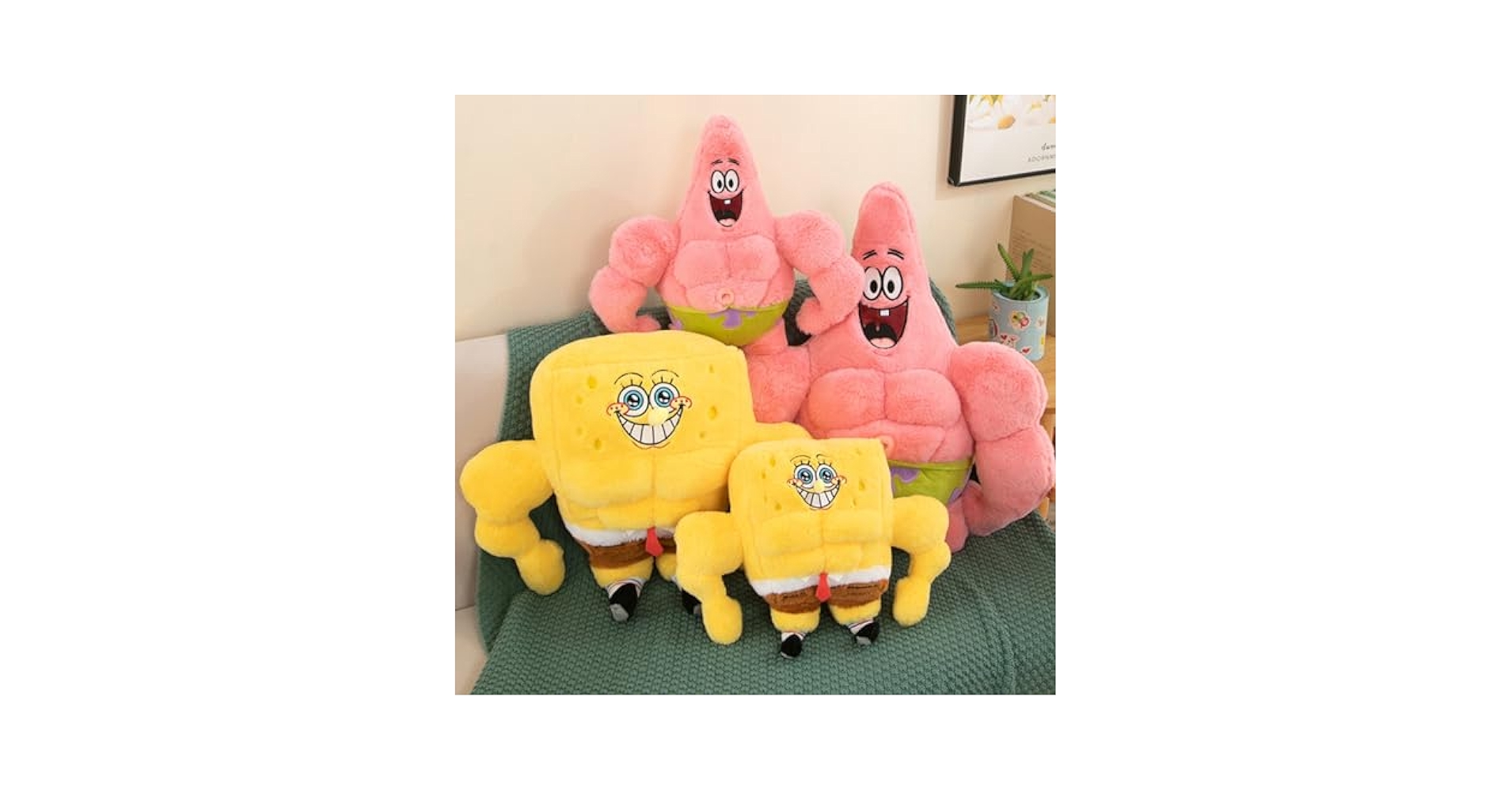 Amazon.co.jp: [Hushan] マッスル スポンジボブ風 ぬいぐるみ