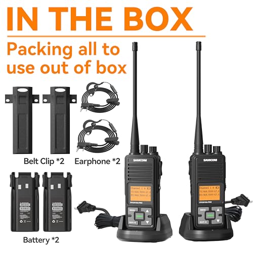 Image of SAMCOM FPCN10A-PRO Long Range 2 Way Radios, 2026 Upgrade High Power 3000mAh Walkie Talkies for Adults, UHF Handheld Radio, Channel Name Customized, Group Call for Church Contruction Warehouse, 2 Pcs
