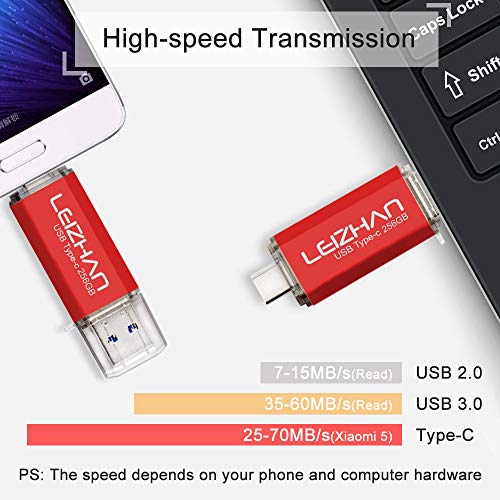 Clé USB Type C 256 Go USB 3.0 OTG rouge pour smartphone