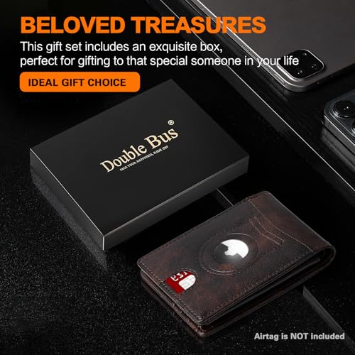 Image of Wallet for Men Slim RFID Blocking Bifold Carbon Fiber,Minimalist Small Compact Front Pocket Credit Card Holder,Thin Mens Leather Wallets Smart Security With 2 ID windows 1 Cash (Retro Black & Brown)