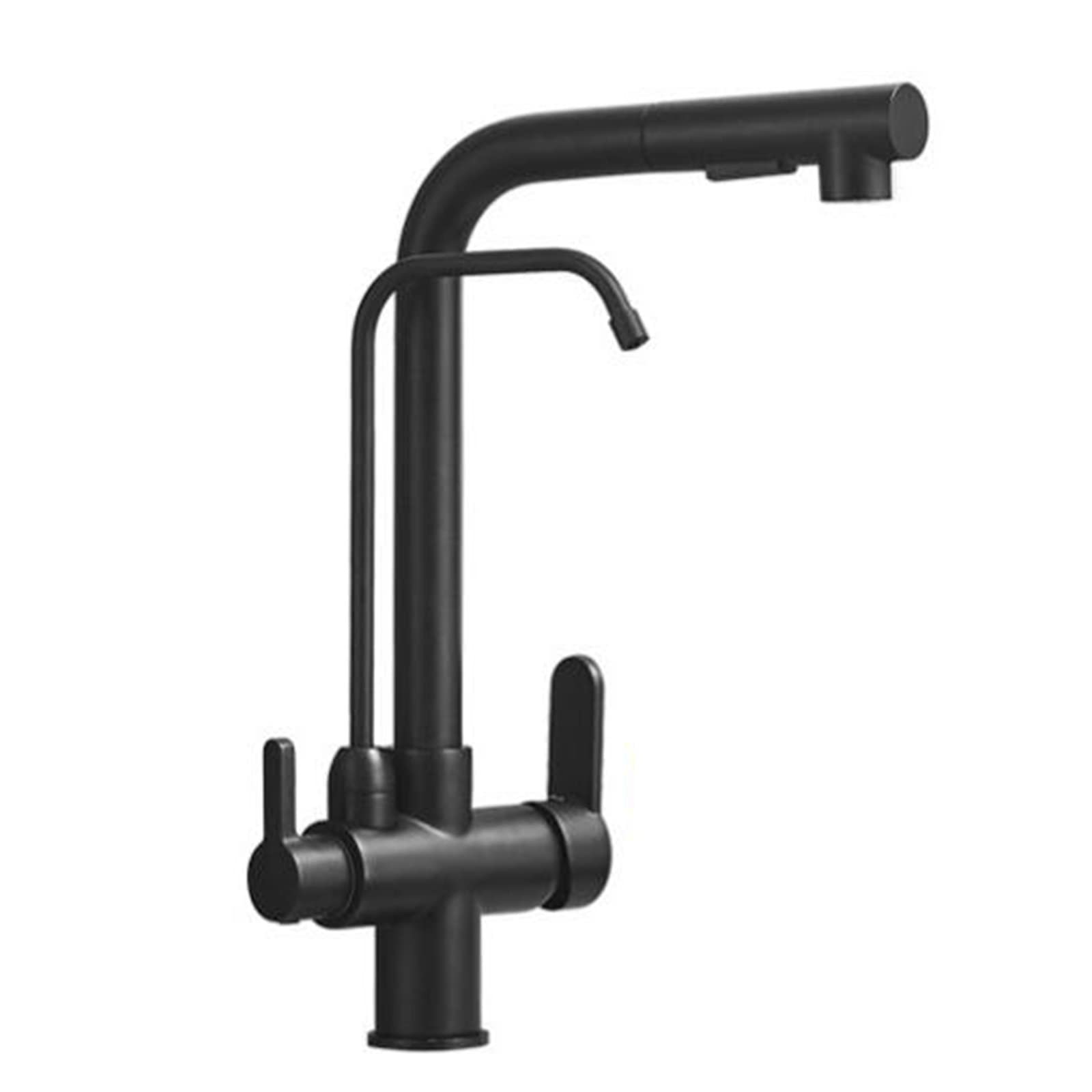 Robinet de cuisine 3 voies anti éclaboussures douchette laiton noir