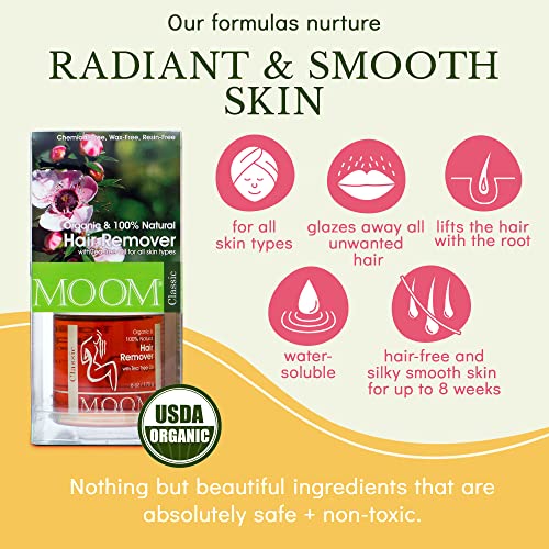 Moom - Organic Hair Remover Kit, All-Natural Glaze For Whole Body, Underarm And Bikini Hair Removal, Infused With Tea Tree Oil, Ideal For Sensitive Skin, Modern Body Wax Alternative For Coarse And Fine Hair, 6 Ounces #TOP3