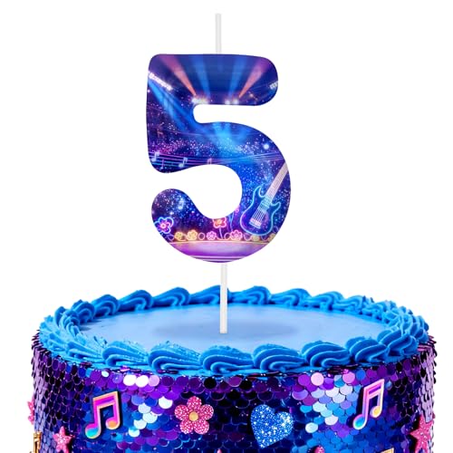 Image of Blue Number 5 Birthday Candles, Cartoon Themed Cake Toppers for Boys Girls Cake Decorations, Birthday Decorations Party Supplies, Number Candles for Party Decor