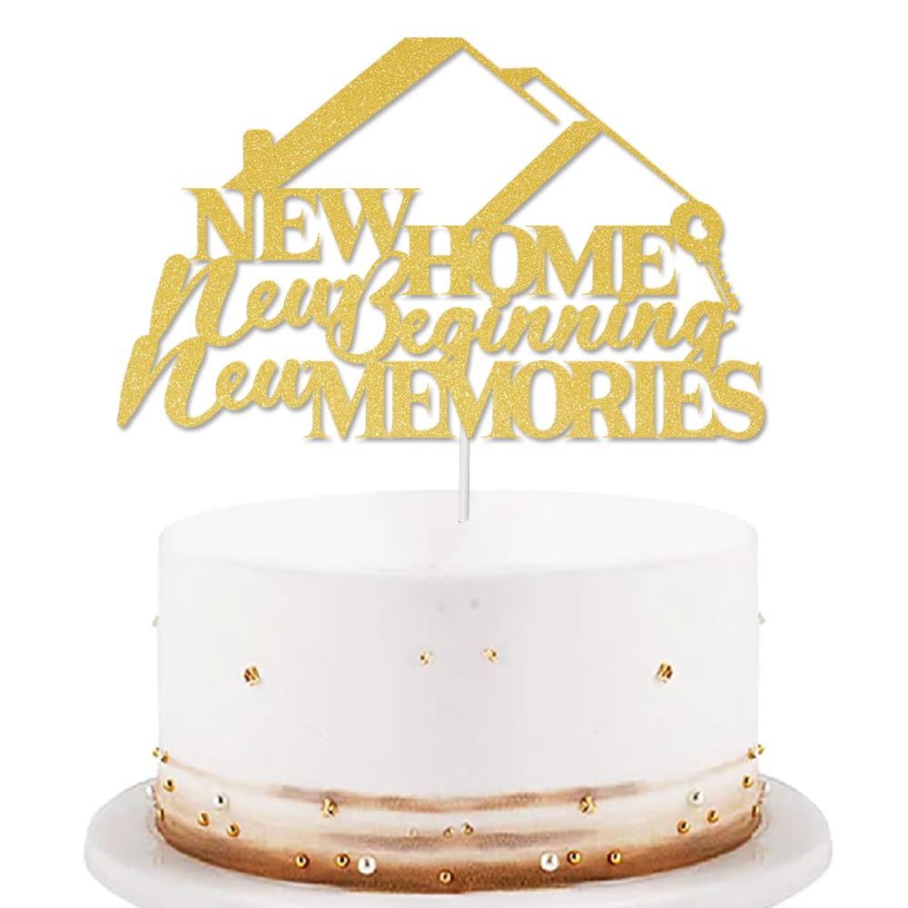 Home Sweet Home Cake Topper Gold Glitter for Welcoming New Memories and Family Party Décor