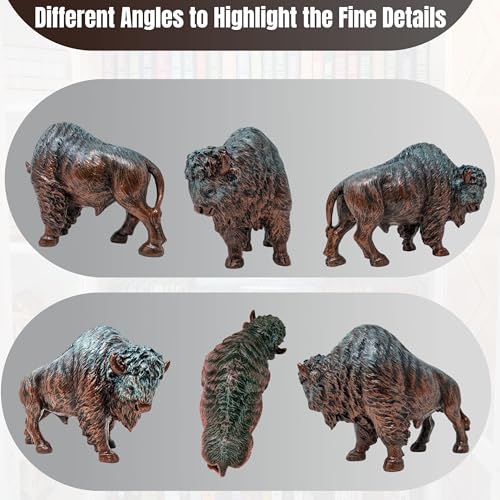 Estatua Rústica de Bisonte de Resina Color Bronce miniatura 4