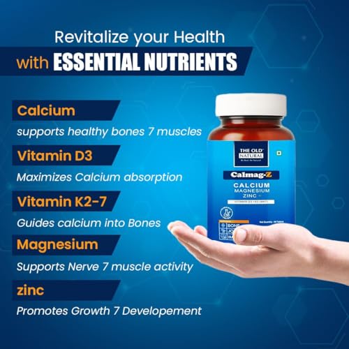 Image of Calmag-Z | Calcium, Magnesium, Zinc with Vitamin D3 + K2 (MK7) | 16 Ayurvedic Herbs | Supports Bone, Joint & Immunity | Clinically Tested | 300 Tablets (Pack of 5)