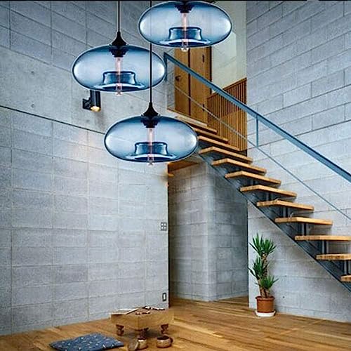 Lámpara colgante E27 de cristal azul contra la luz deslumbrante en dormitorios 3