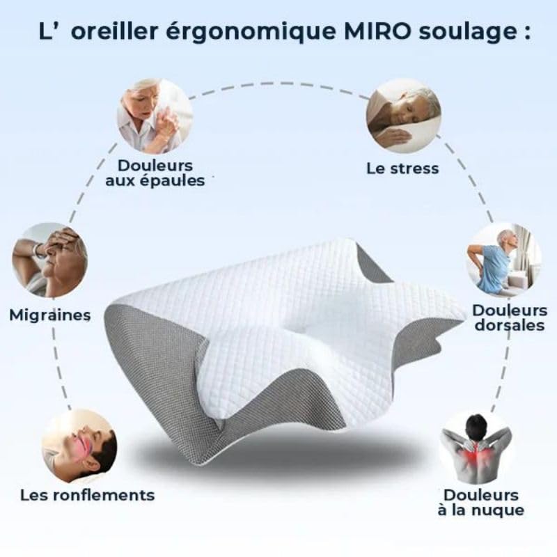 Miro France - Oreiller Ergonomique Cervicales Miro(Gris,1x Oreiller)