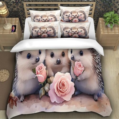 Housse de couette herisson fermeture eclair anti plis douce