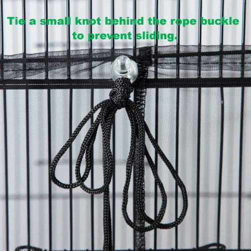Image of Bird Cage Netting Seed Catcher - Adjustable Bird Cage Skirt Seed Catcher, Large Soft Breathable Mesh Bird Seed Catcher for Indoor Round Square Cage, Nylon, Black, 1